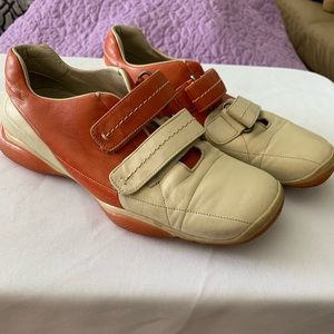 Prada Beige/Orange Double Velcro Strap Sneakers
